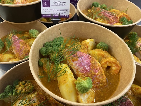 Lotte, St jacques, rouget barbet, gambas façon Bouillabaisse