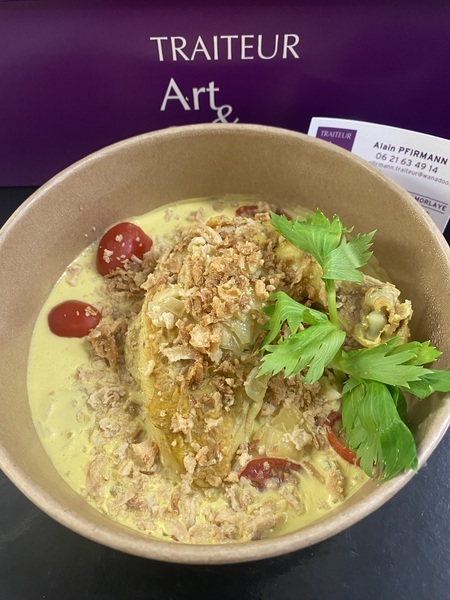 Suprême de poulet fermier au lait de coco/curry